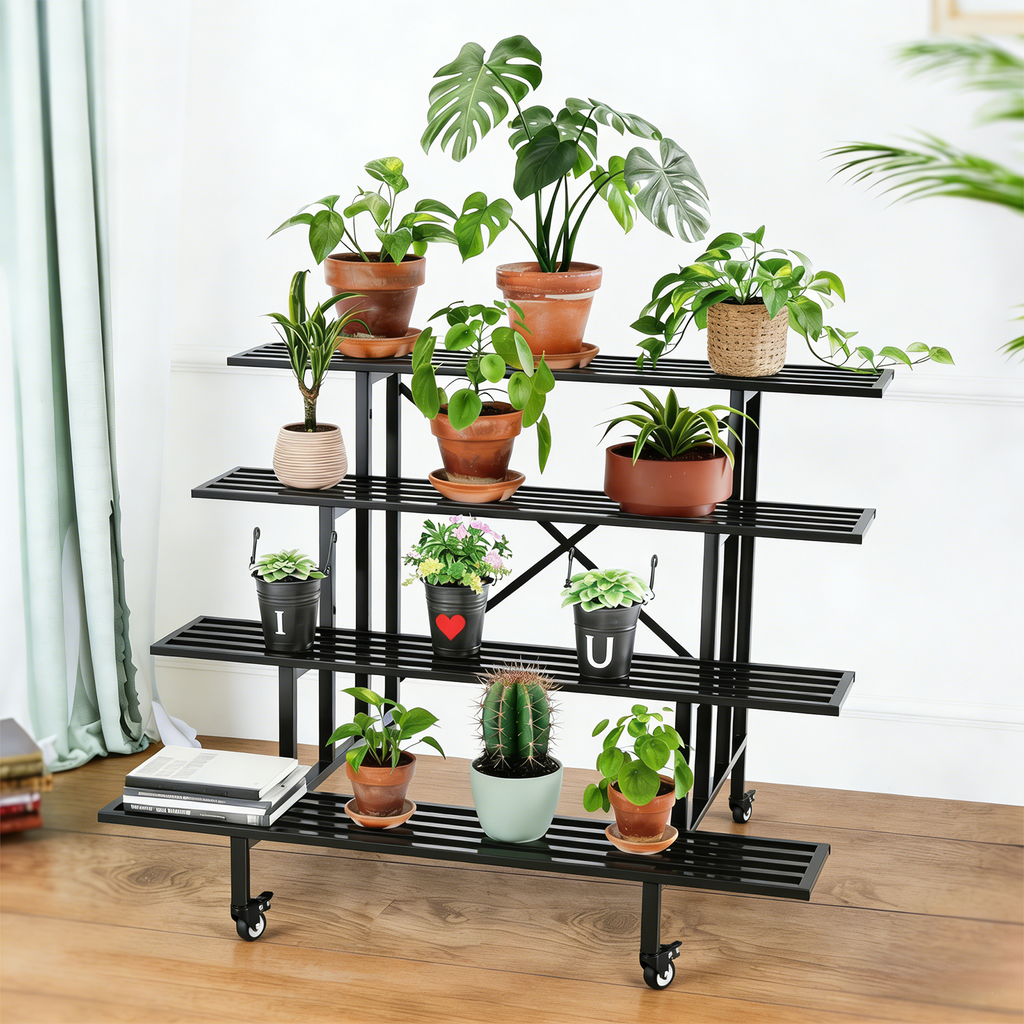 4-Tier Rolling Plant Stand with Locking Wheels, 45.7", 34.65" Deep, 880 lbs