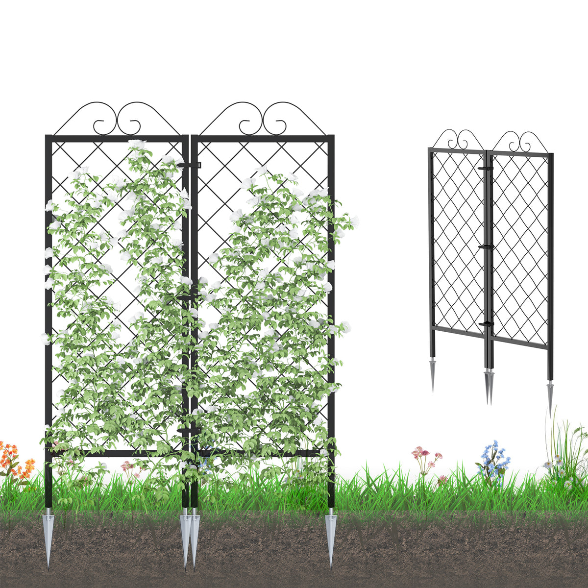 Zhongma 2-Pack 53.5" Tall Metal Lattice Garden Trellis for Climbing Plants