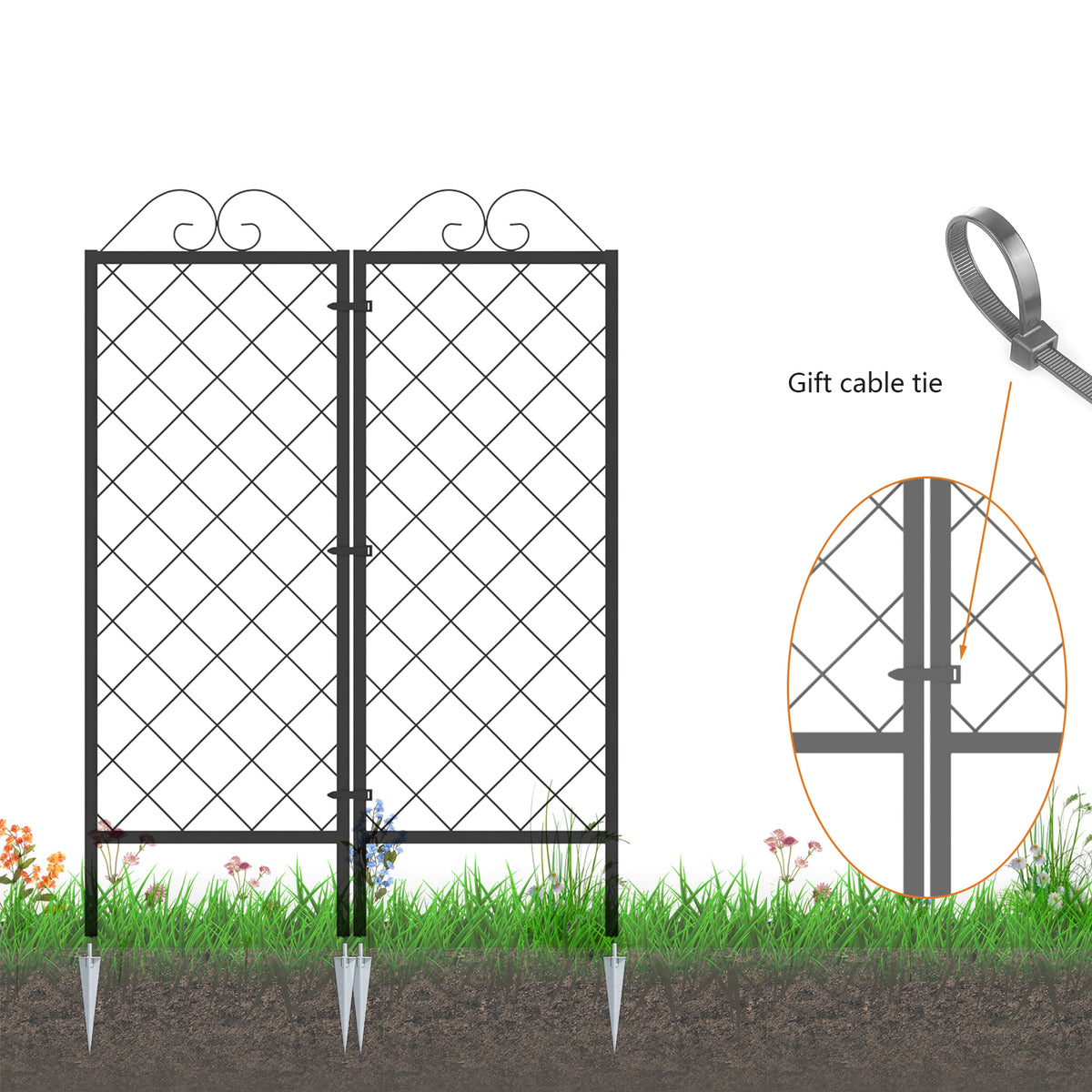 Zhongma 2-Pack 53.5" Tall Metal Lattice Garden Trellis for Climbing Plants