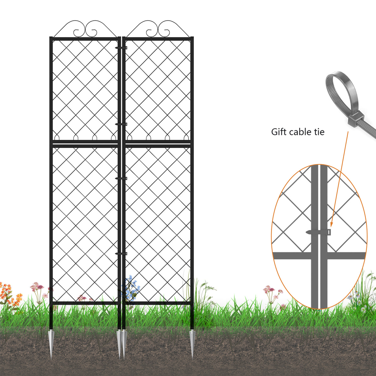 Zhongma 2-Pack 77.2" Tall Metal Lattice Garden Trellis for Climbing Plants
