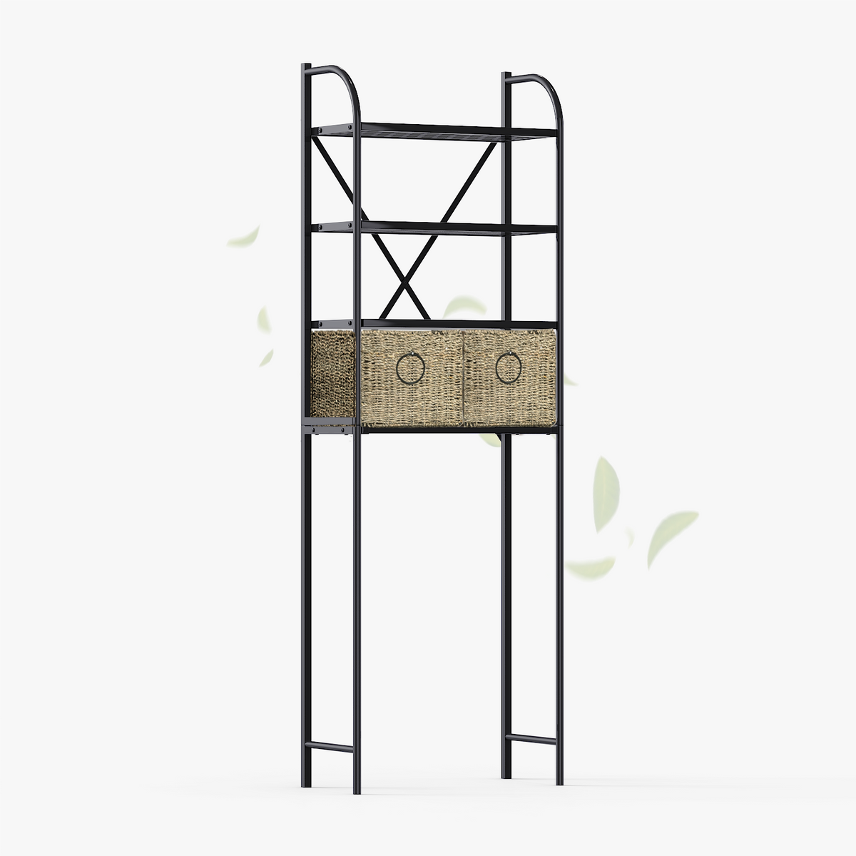 Over-the-Toilet Storage Rack,4-Tier,24-Inch Wide, Baskets & Slate Shelf - Zhongma
