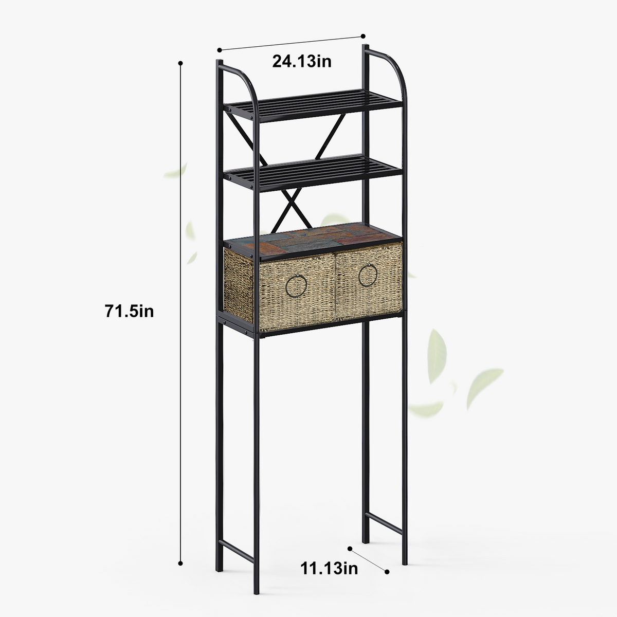 Over-the-Toilet Storage Rack,4-Tier,24-Inch Wide, Baskets & Slate Shelf - Zhongma