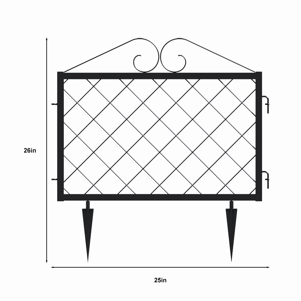 Decorative Metal Garden Fence Panels,4-Pack,26-Inch Tall, No-Dig Edging - Zhongma