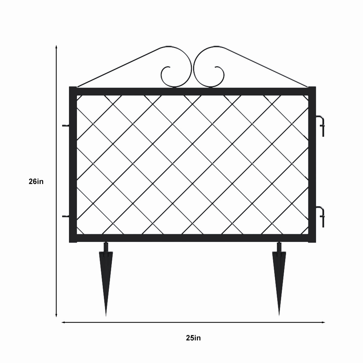 Decorative Metal Garden Fence Panels,4-Pack,26-Inch Tall, No-Dig Edging - Zhongma