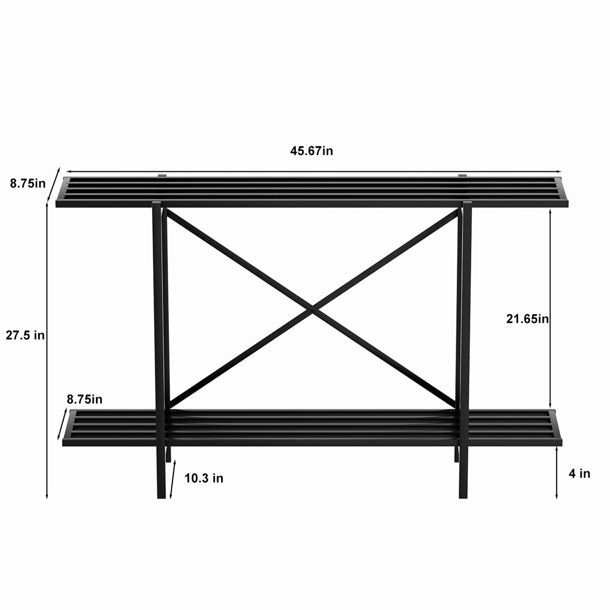 Narrow Plant Stand, 27.5" 2-Tier Metal Plant Shelf for Indoor & Outdoor Use, Only 10.3" Deep, X-Braced Steel