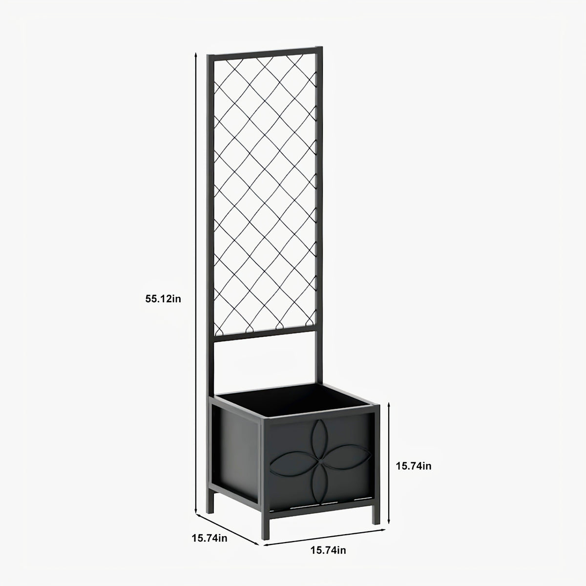 Square Raised Planter Box with Trellis, 55-Inch Tall for Climbing Plants