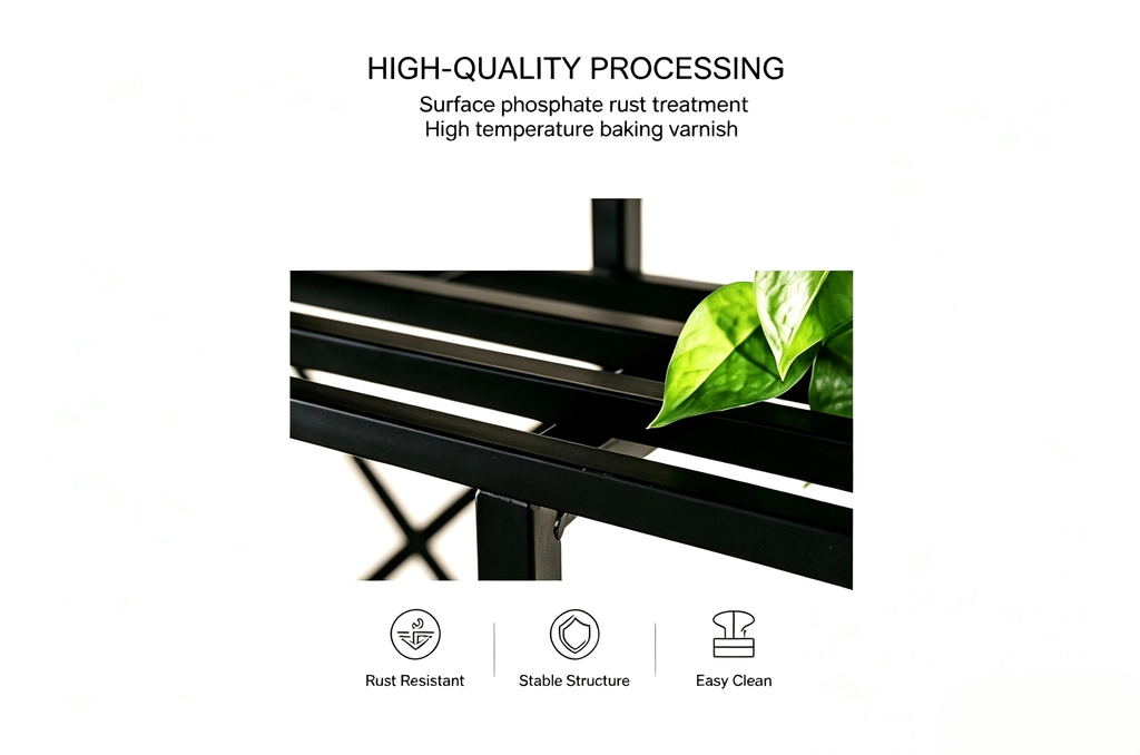 Low-Profile Metal Plant Stand with Wheels, 35.4 Inch Long, Indoor & Covered Outdoor - Zhongma