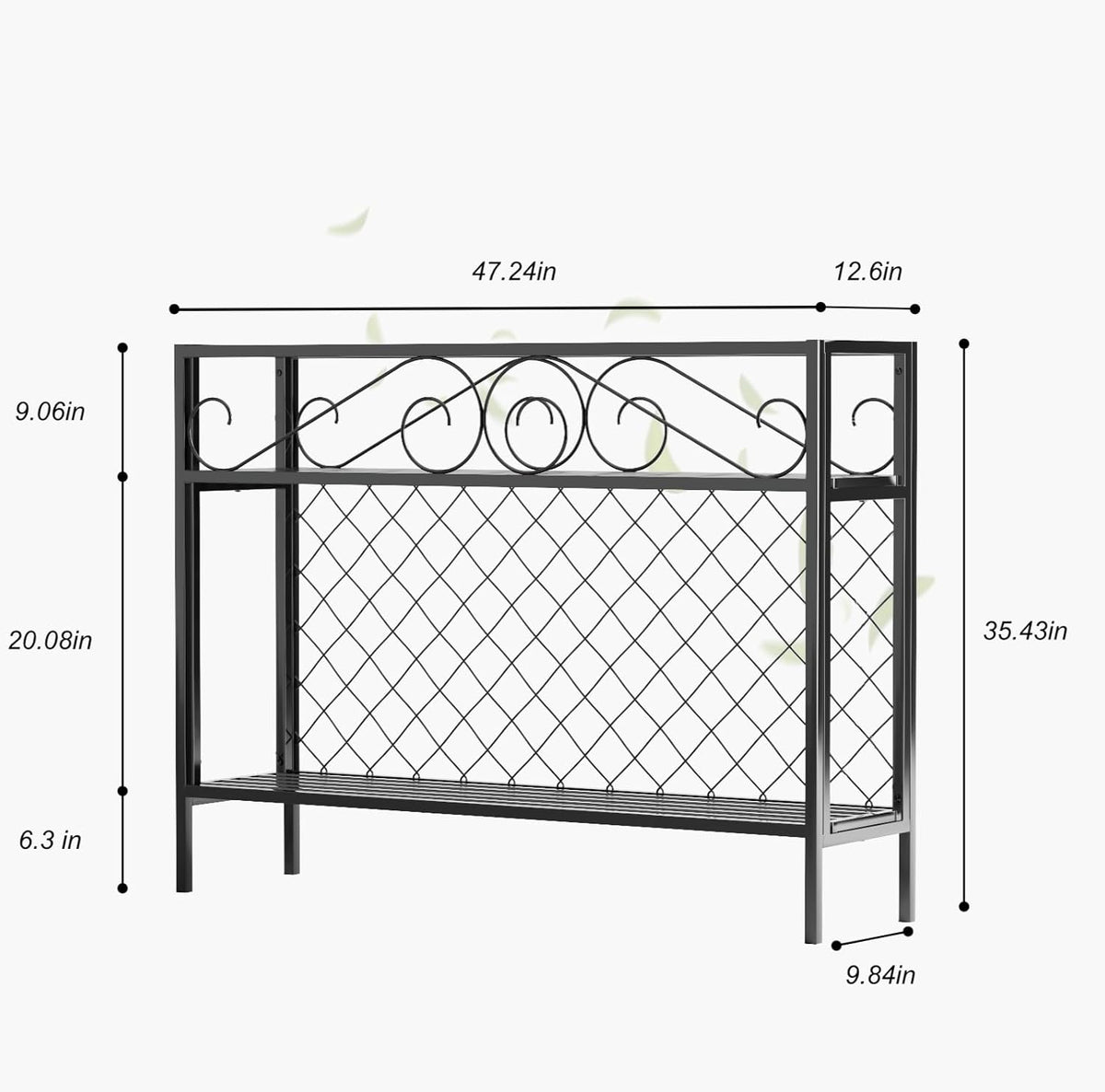 Metal Plant Stand & Room Divider – 47" 2-Tier Freestanding Plant Screen, Indoor & Outdoor