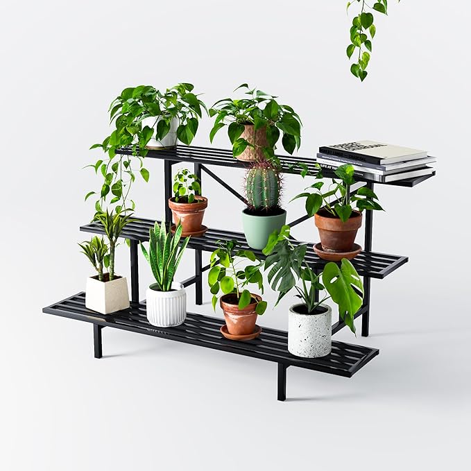 Zhongma 3-Tier Heavy Duty Metal Plant Stand, 45.7" Indoor & Outdoor Shelf
