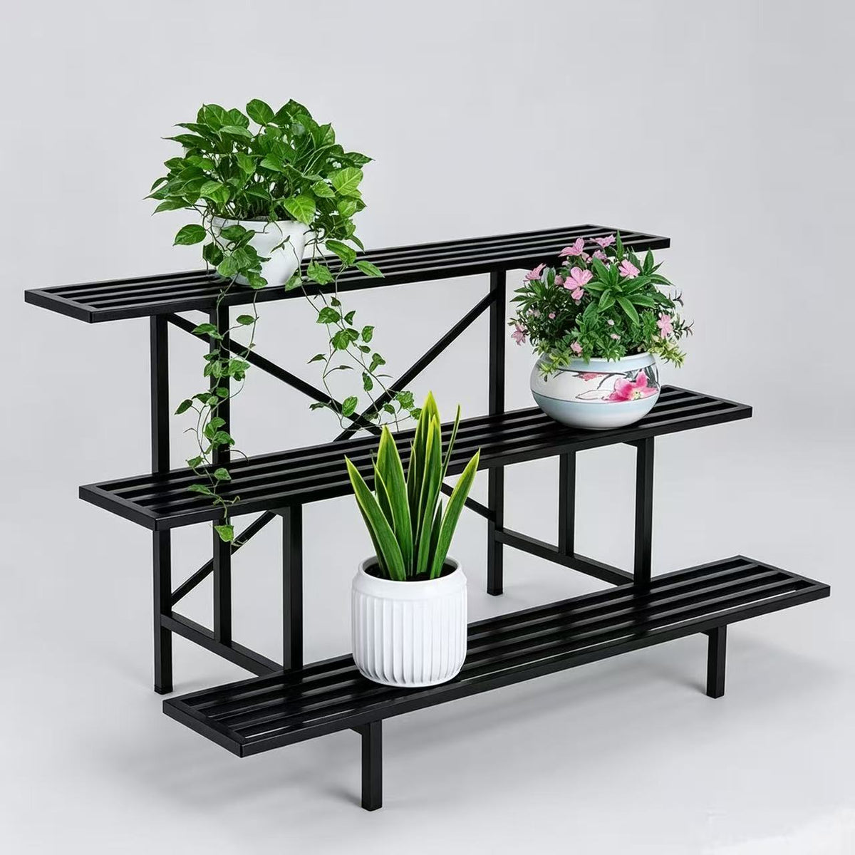 Zhongma 3-Tier Heavy Duty Metal Plant Stand, 45.7" Indoor & Outdoor Shelf